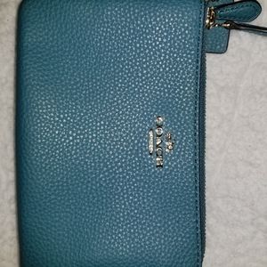 Coach Wristlet Leather Wallet F87590 Dark Teal
